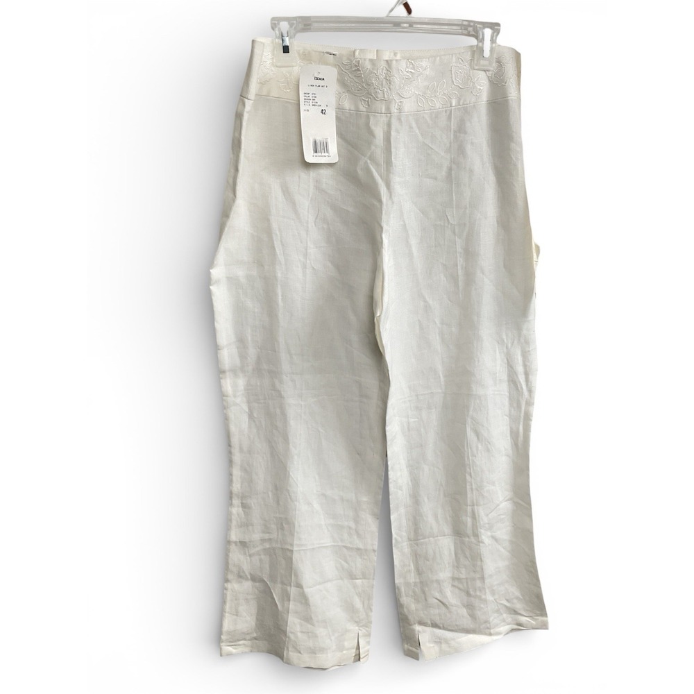 ESCADA 2PC Linen Set Long Safari Jacket + Pants Ivory White Embroidered EU 42 -L - Picture 8 of 16